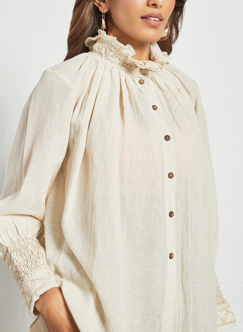 CORD - High Neck Top Ivory - Image 1