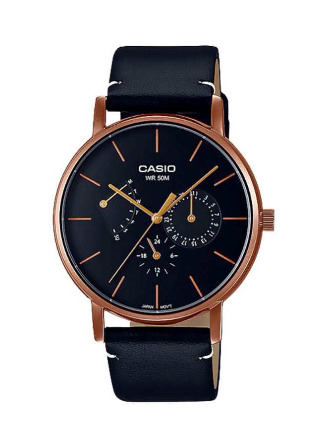 كاسيو ساعة يد بعقارب مقاومة للماء بتصميم مستدير وسوار من الجلد طراز Mtp-E320Rl-1E للرجال - Image 1