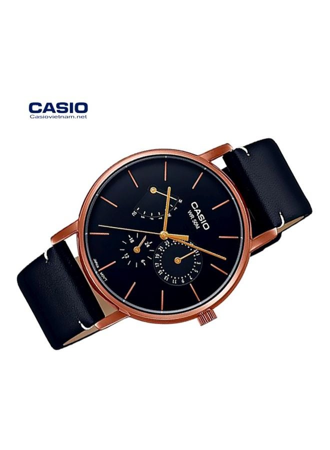 كاسيو ساعة يد بعقارب مقاومة للماء بتصميم مستدير وسوار من الجلد طراز Mtp-E320Rl-1E للرجال - Image 2