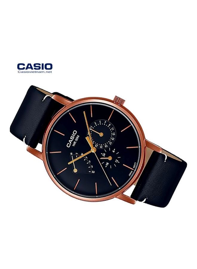 كاسيو ساعة يد بعقارب مقاومة للماء بتصميم مستدير وسوار من الجلد طراز Mtp-E320Rl-1E للرجال - Image 3