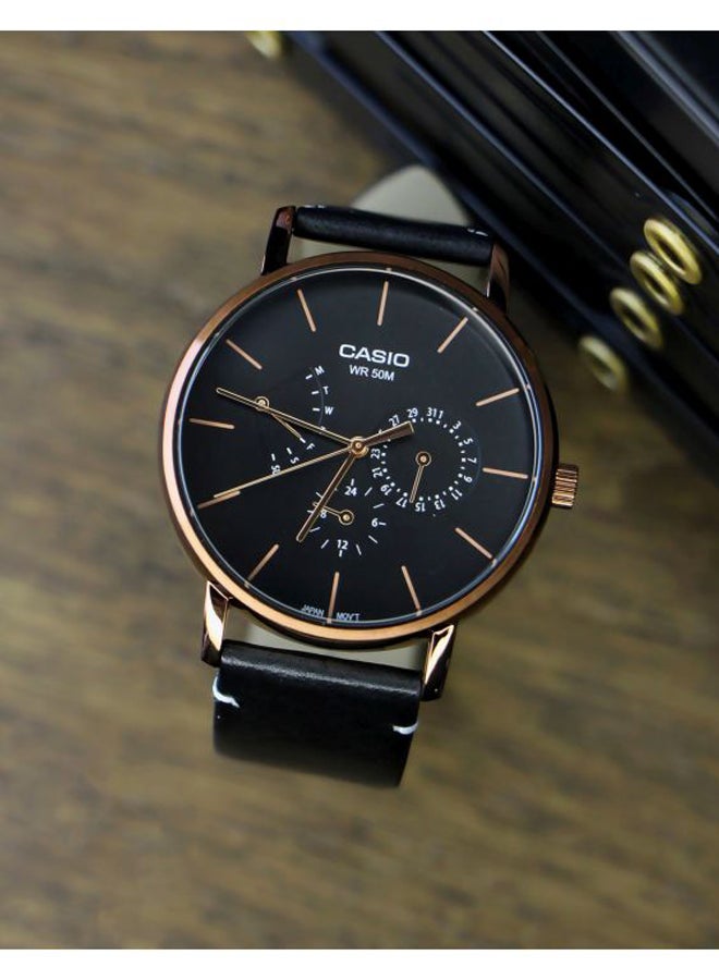 كاسيو ساعة يد بعقارب مقاومة للماء بتصميم مستدير وسوار من الجلد طراز Mtp-E320Rl-1E للرجال - Image 5