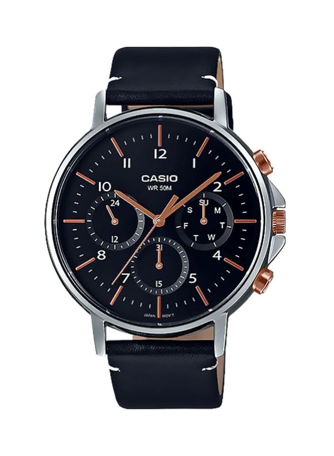 CASIO Men's Wrist Watch Water Resistant Round Leather Analog Mtp-E321L-1A - Image 1