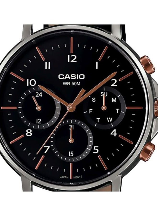 CASIO Men's Wrist Watch Water Resistant Round Leather Analog Mtp-E321L-1A - Image 2