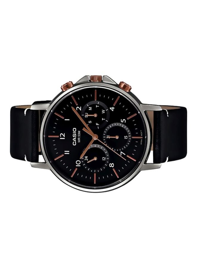 CASIO Men's Wrist Watch Water Resistant Round Leather Analog Mtp-E321L-1A - Image 3