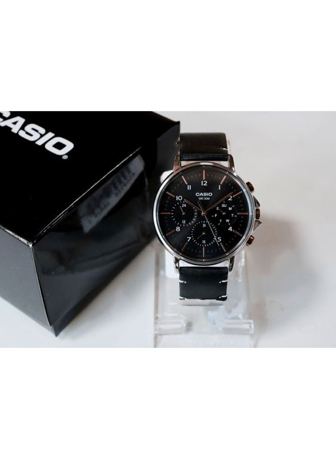 CASIO Men's Wrist Watch Water Resistant Round Leather Analog Mtp-E321L-1A - Image 4