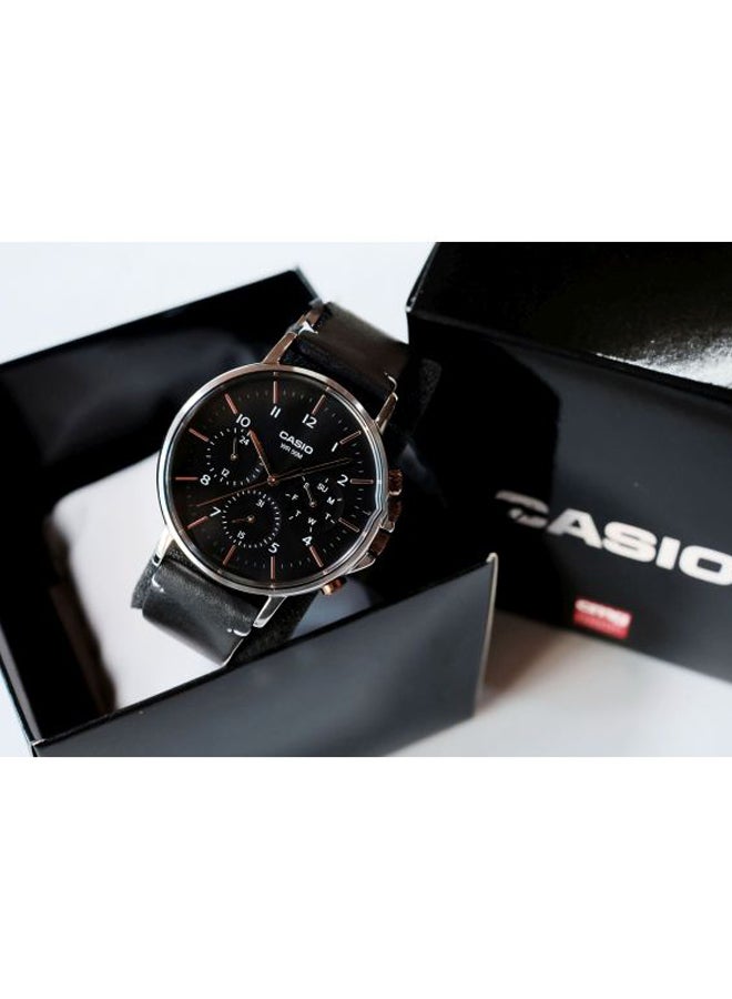 CASIO Men's Wrist Watch Water Resistant Round Leather Analog Mtp-E321L-1A - Image 5