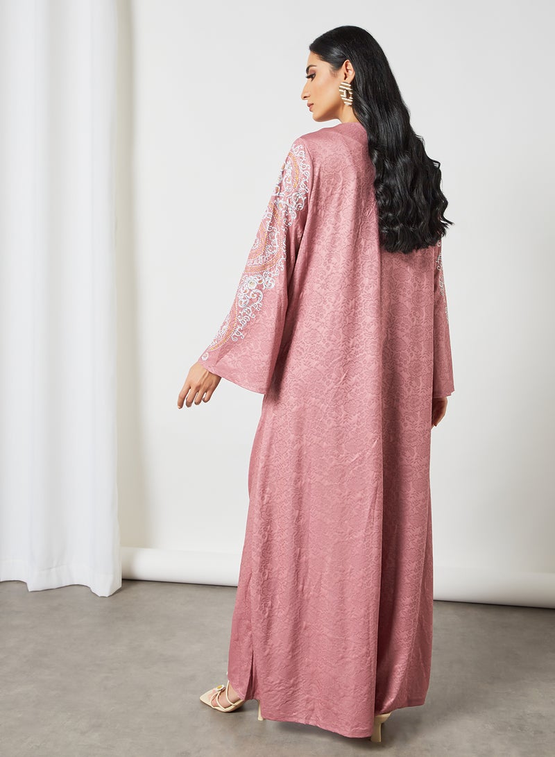 SIVVI for HANIYA Printed Draped Jalabiya Pink  - Image 4