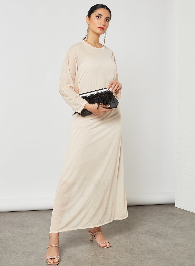 SIVVI for HANIYA Long Sleeve Maxi Dress Beige  - Image 3