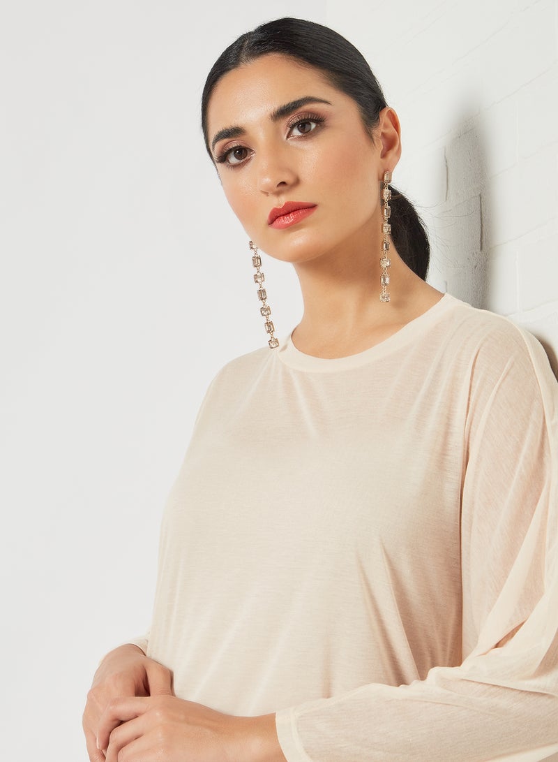 SIVVI for HANIYA Long Sleeve Maxi Dress Beige  - Image 4