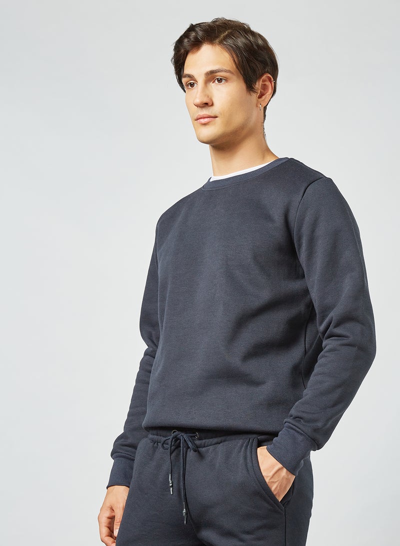 BRAVE SOUL - Crew Neck Sweatshirt Navy - Image 1