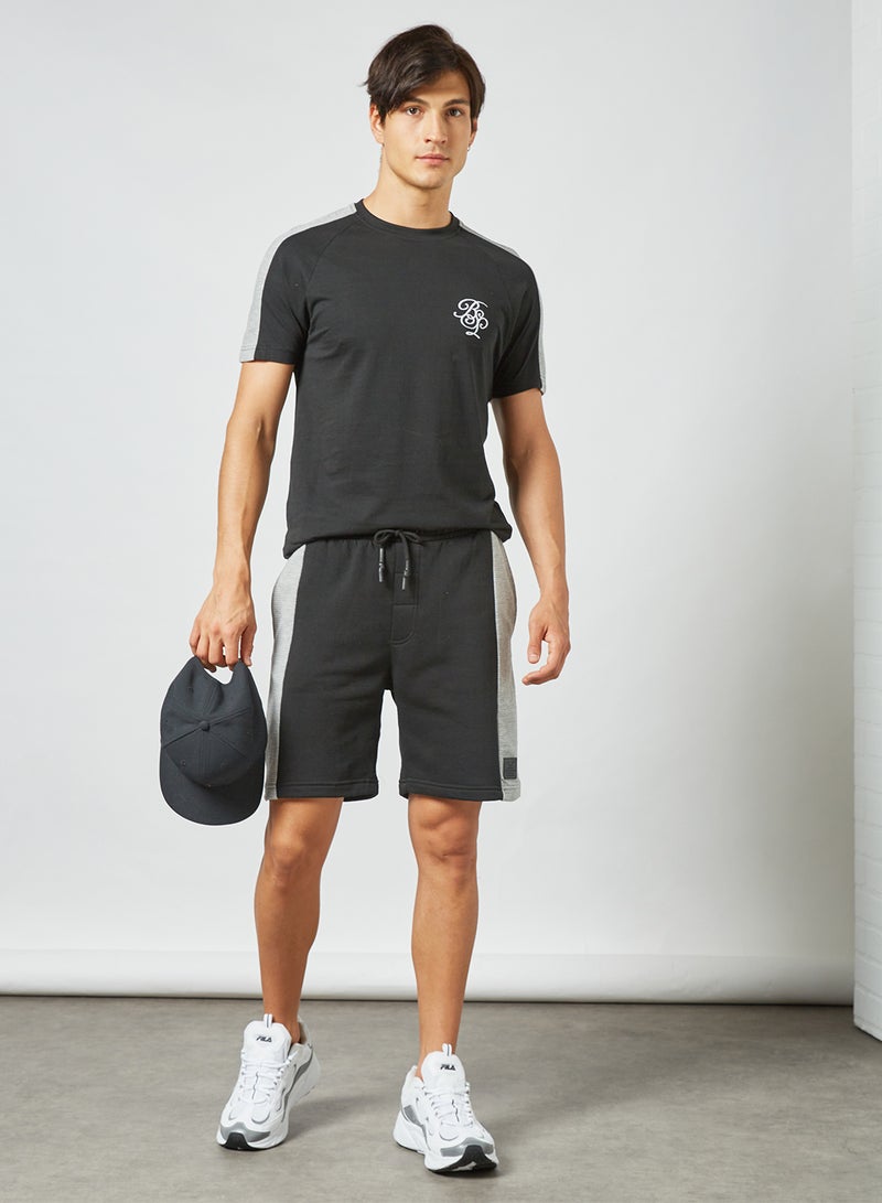 BRAVE SOUL - Striped Panel T-Shirt Black - Image 1