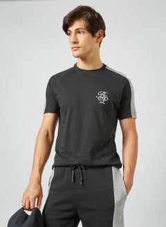 BRAVE SOUL Striped Panel T-Shirt Black  - Image 2