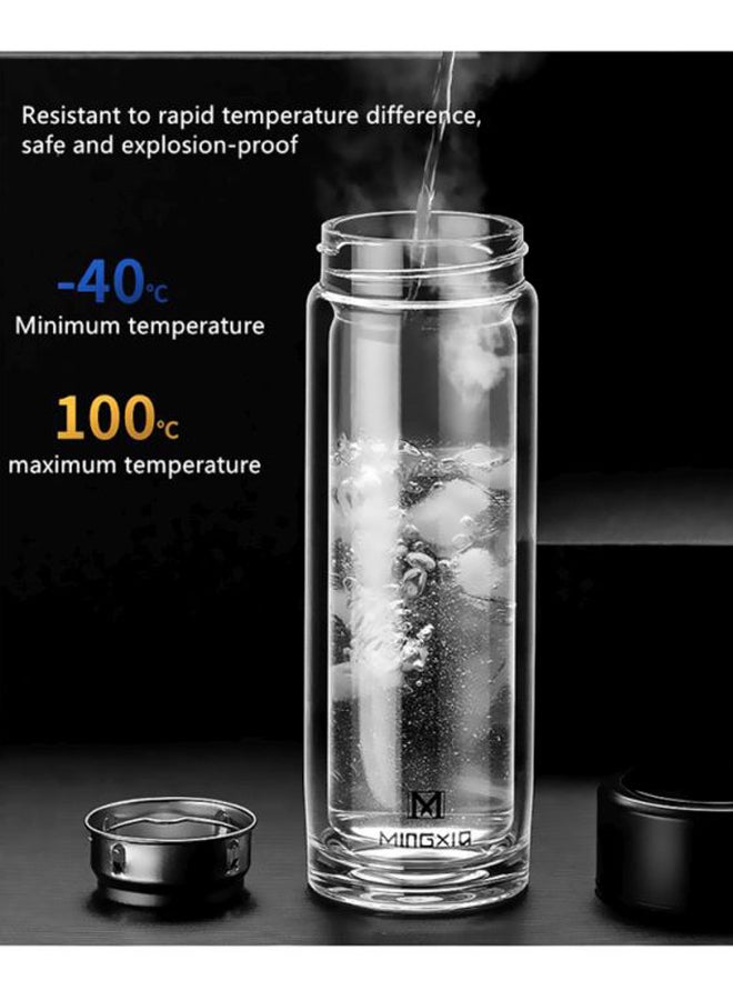 Beauenty Double Glass Thickened Water Cup With Filter Clear/Black 20.5cm - Image 4