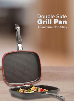 Cyber Non-Stick Double Sided Grill Pan Black/Silver/Red 36cm  - Image 4