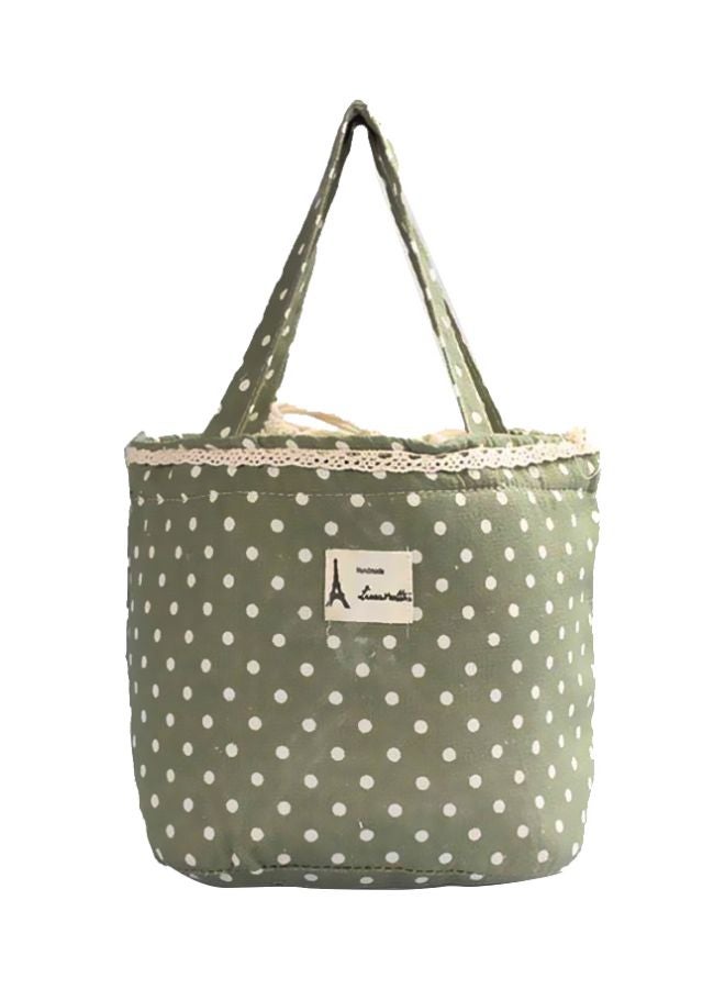 CYTHERIA Polka Dots Insulated Lunch Bag Green/Beige 17x15x18cm  - Image 1