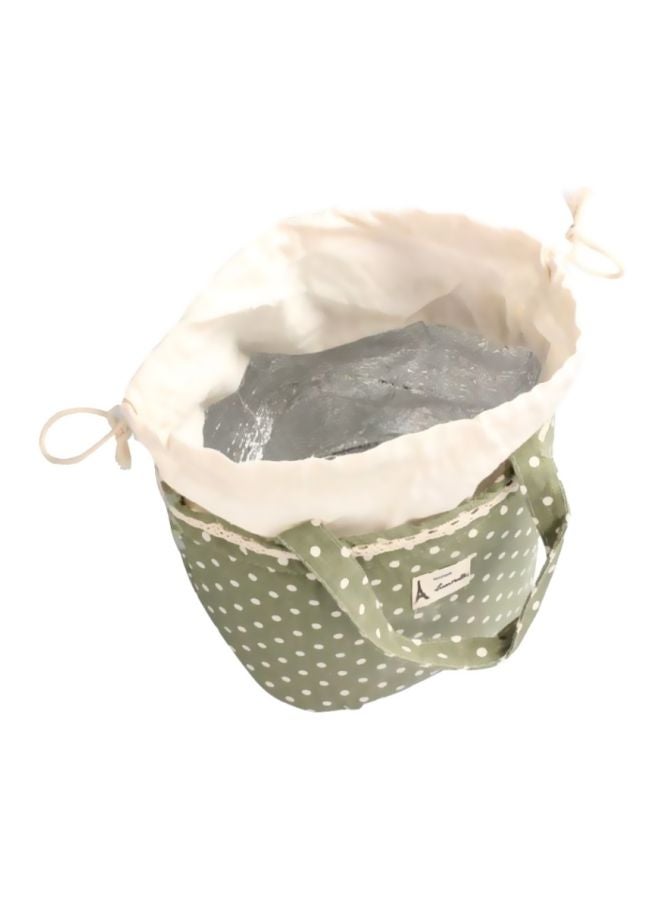 CYTHERIA Polka Dots Insulated Lunch Bag Green/Beige 17x15x18cm  - Image 3