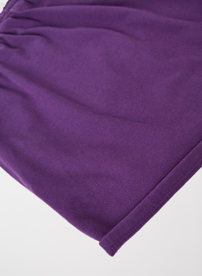 ABOF Elastic Waistband Drawstring Mid Rise Shorts Purple - Image 4