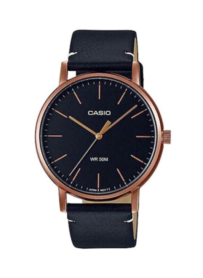 كاسيو ساعة يد بعقارب مقاومة للماء بتصميم مستدير وسوار من الجلد طراز Mtp-E171Rl-1E للرجال - Image 1