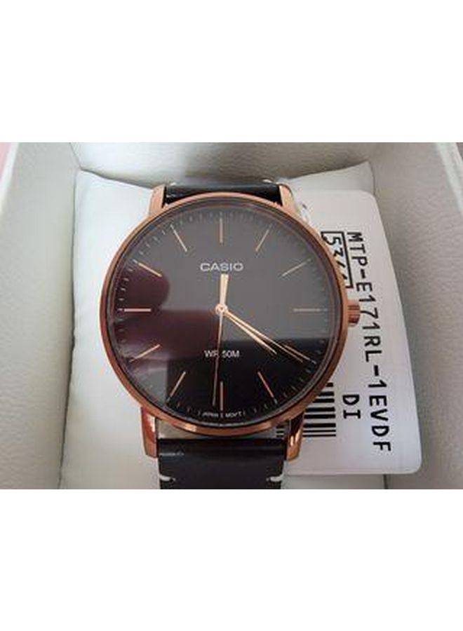 كاسيو ساعة يد بعقارب مقاومة للماء بتصميم مستدير وسوار من الجلد طراز Mtp-E171Rl-1E للرجال - Image 2