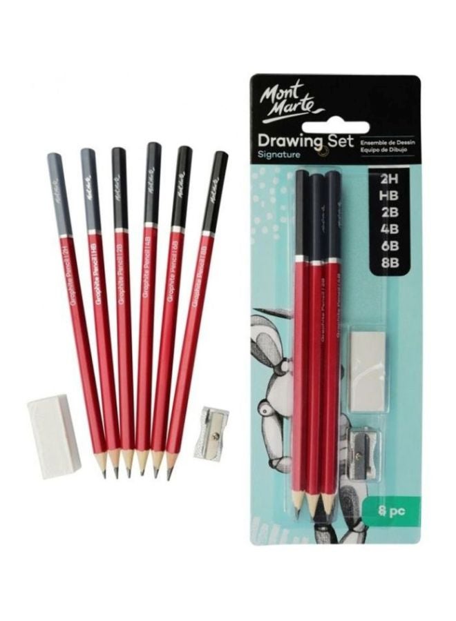 مونت مارتي مجموعة اقلام رسم من 8 قطع أحمر / أسود / أبيض - Image 2