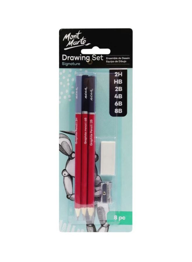 مونت مارتي مجموعة اقلام رسم من 8 قطع أحمر / أسود / أبيض - Image 3