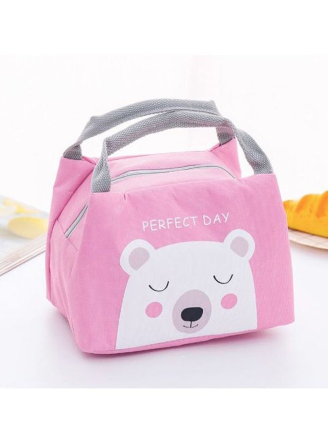 CYTHERIA - Printed Insulated Thermal Lunch Bag Pink/White/Grey 21x17x15cm - Image 1