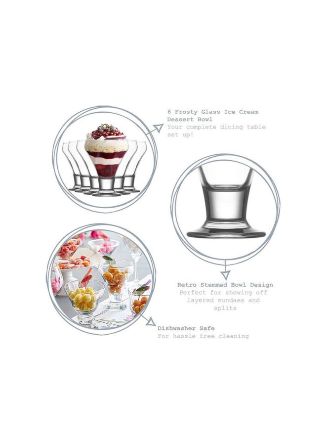 لاف مجموعة أكواب زجاجية للآيس كريم من 6 قطع شفاف 305ملليلتر - Image 5