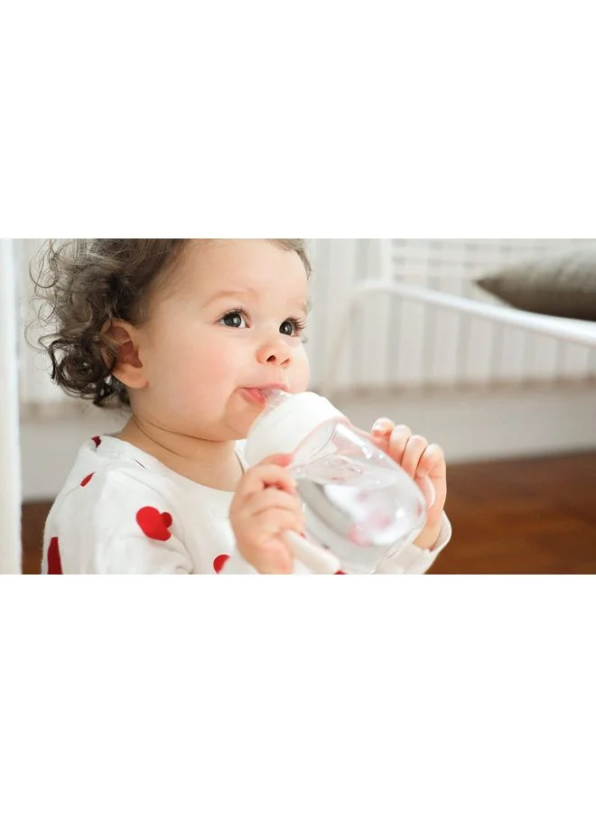 BEABA 2 In 1 Bottle To Sippy Learning Sippy Cup With Bottle And Soft Silicone Spout, 7 Oz (Rose)
