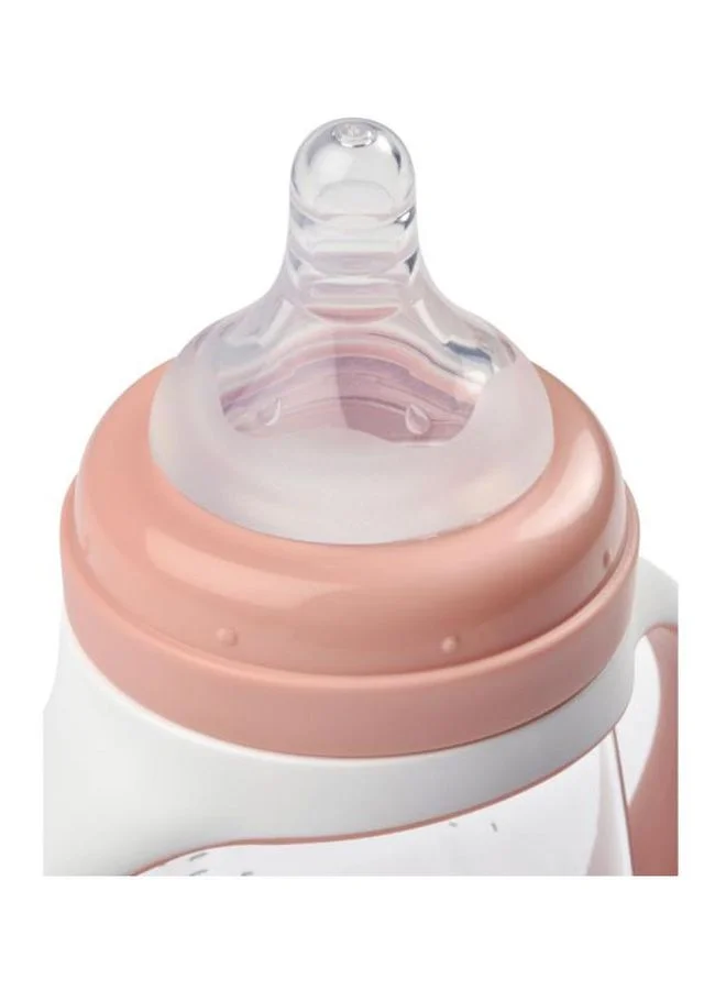 BEABA 2 In 1 Bottle To Sippy Learning Sippy Cup With Bottle And Soft Silicone Spout, 7 Oz (Rose)