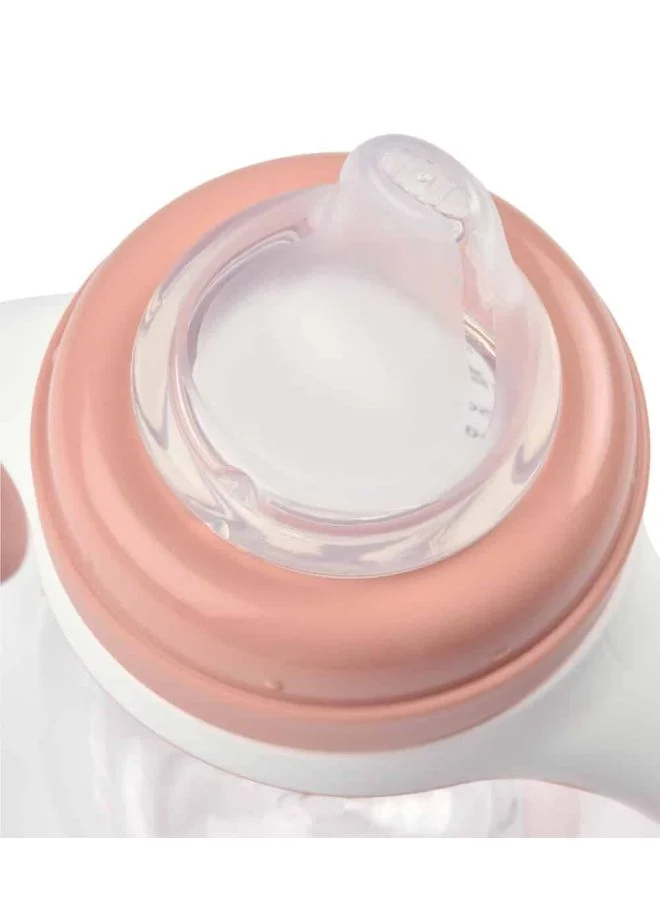 BEABA 2 In 1 Bottle To Sippy Learning Sippy Cup With Bottle And Soft Silicone Spout, 7 Oz (Rose)