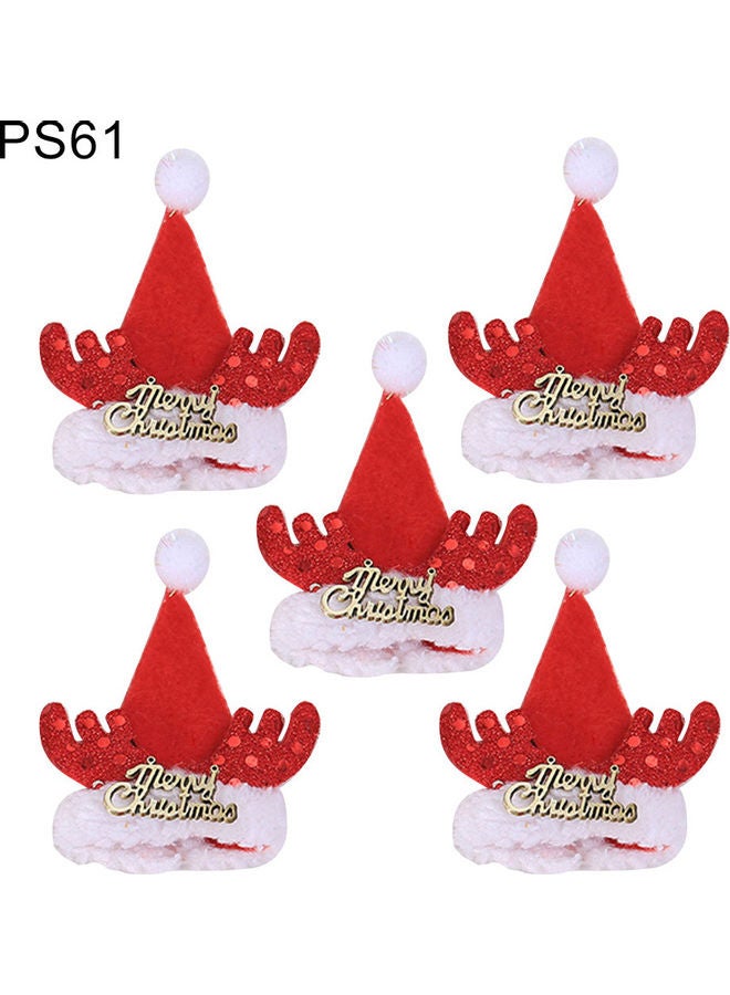 5-Piece Xmas Deer Horn Bottle Pointed Hat Cap 