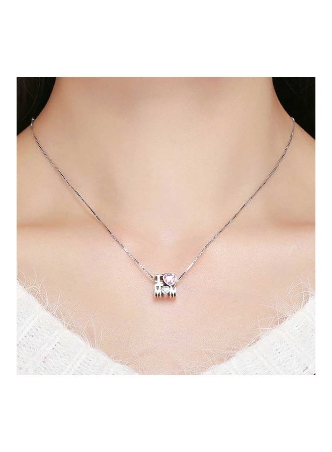 S925 Silver Pink Cubic Zircon Necklace Charm Pendant  - Image 2