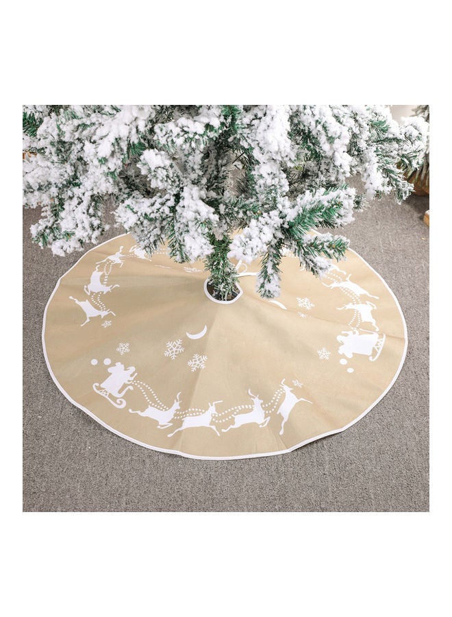 Round Short Plush Sleigh Print Tree Skirt Carpet - Image 2