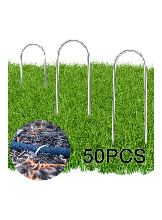 Generic 50-Piece U-Shaped Garden Fastening Nail Set Silver  - Image 2