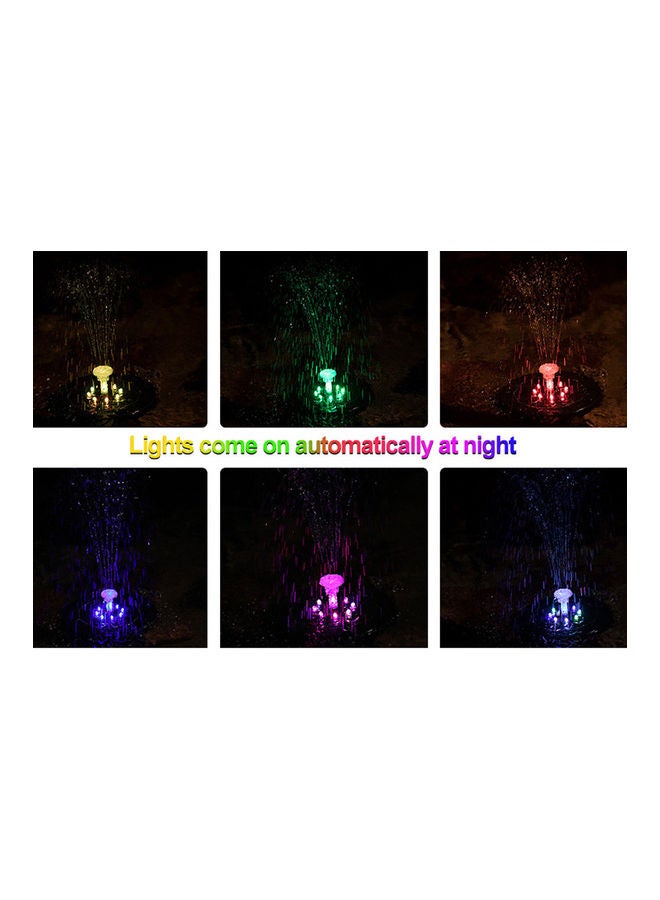 نافورة حديقة عائمة تعمل بالطاقة الشمسية مزودة بإضاءة LED وستة فوهات أسود  - Image 2