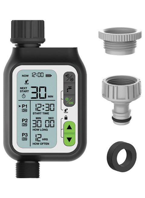 Electronic Automatic Irrigation Timer With Large LCD Screen Black