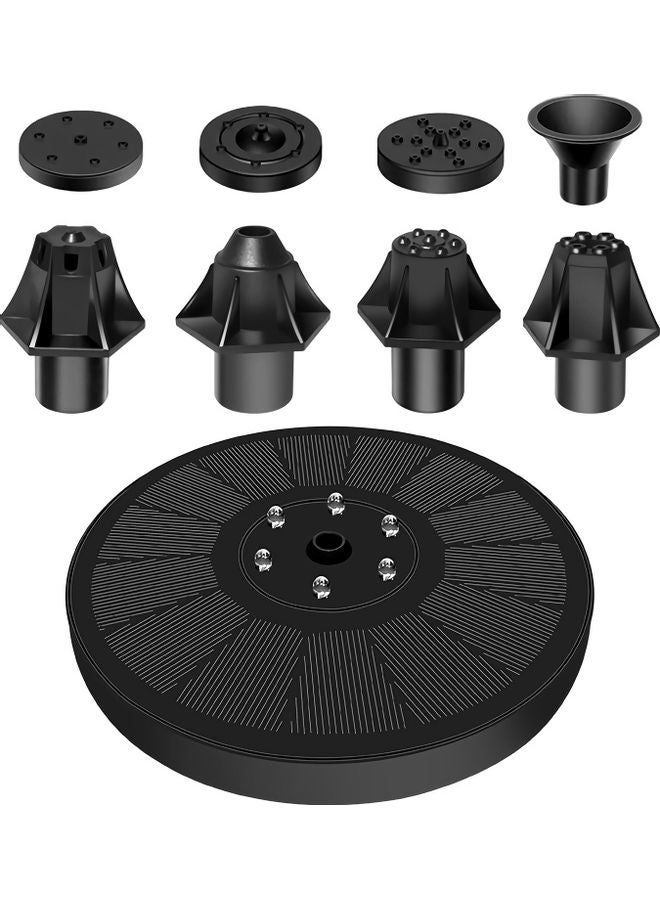 KKmoon - Solar Powered Outdoor Bird Bath Fountain Water Pump With LED Lights Black - Image 1