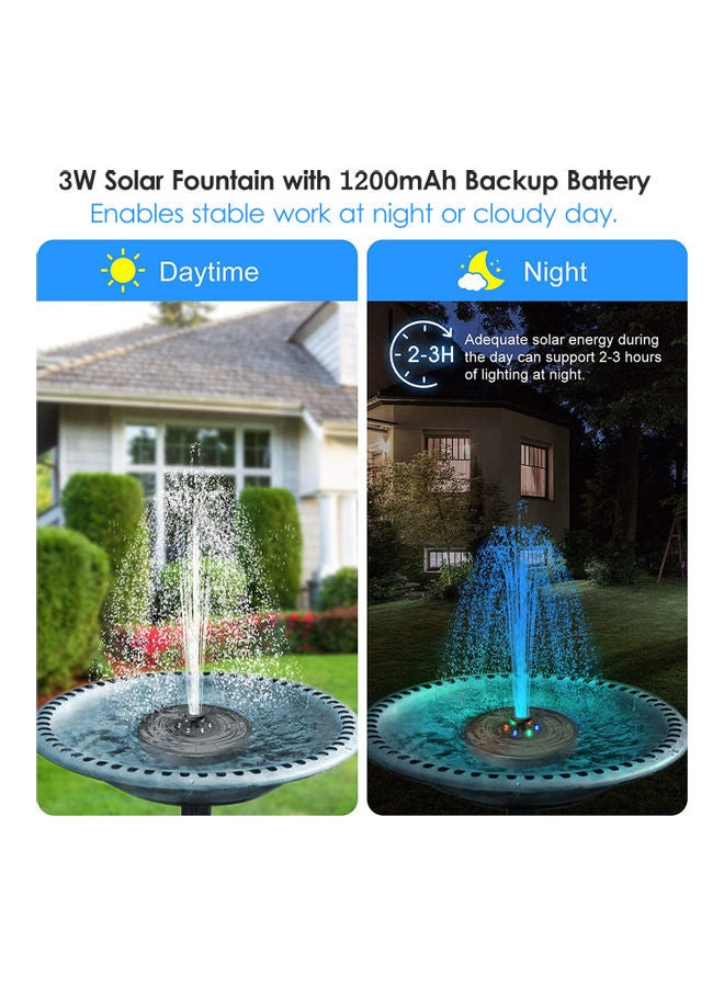 KKmoon - Solar Powered Outdoor Bird Bath Fountain Water Pump With LED Lights Black - Image 1