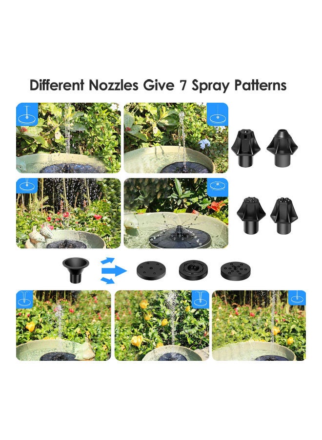 KKmoon - Solar Powered Outdoor Bird Bath Fountain Water Pump With LED Lights Black - Image 1