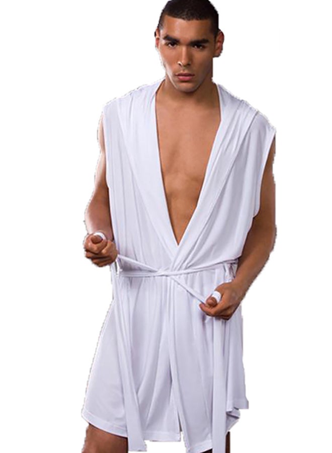 روب مريح بدون أكمام أبيض