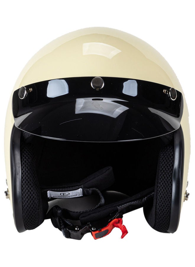 Generic 3 Snap-Button Visor Shield Lens Visor Flip Up Wind Shield for Open Face Motorcycle Helmet Black  - Image 3