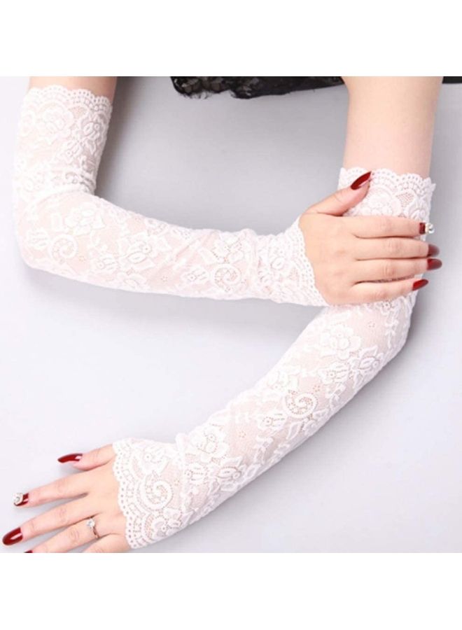 XiuWoo Summer Long Lace Fingerless Gloves one size - Image 1