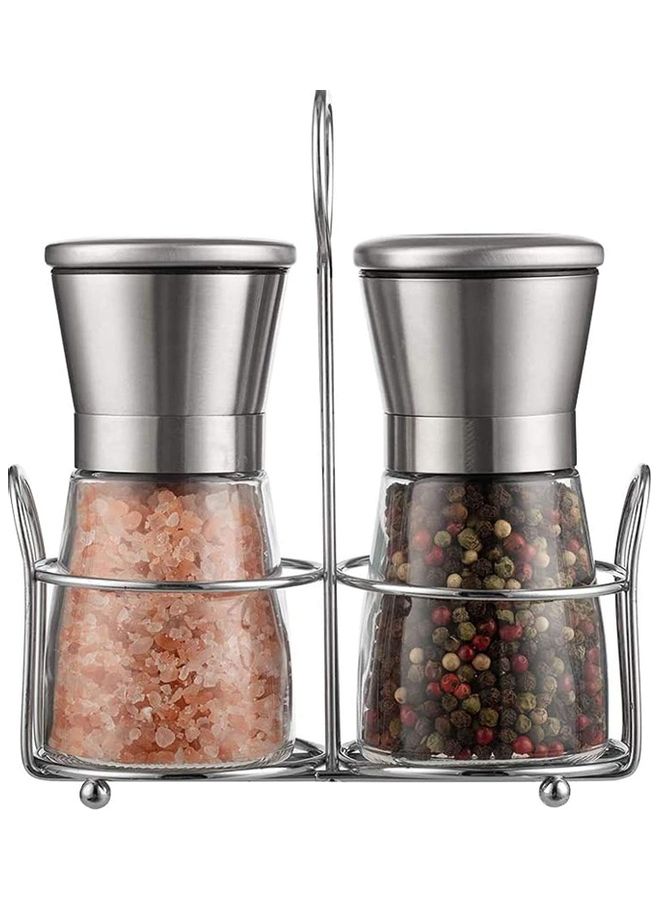 XiuWoo - Pack Of 2 Salt And Pepper Grinder Set Clear/Silver - Image 1