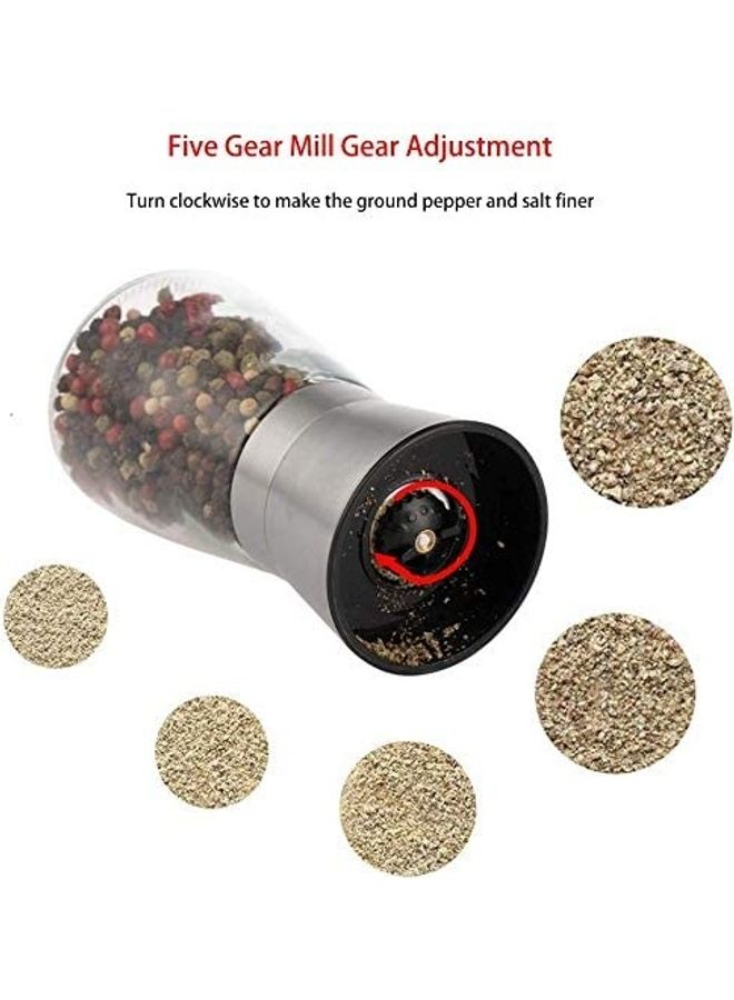 XiuWoo - Pack Of 2 Salt And Pepper Grinder Set Clear/Silver - Image 1