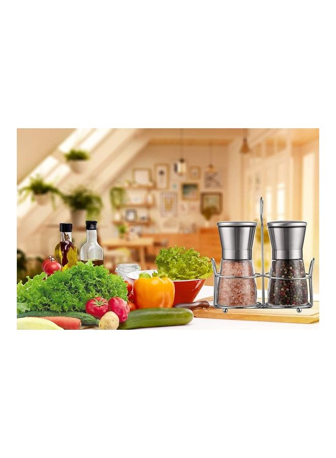 XiuWoo - Pack Of 2 Salt And Pepper Grinder Set Clear/Silver - Image 1