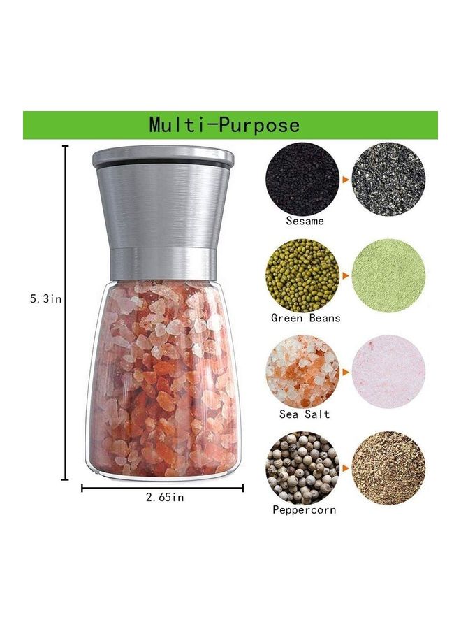 XiuWoo - Pack Of 2 Salt And Pepper Grinder Set Clear/Silver - Image 1