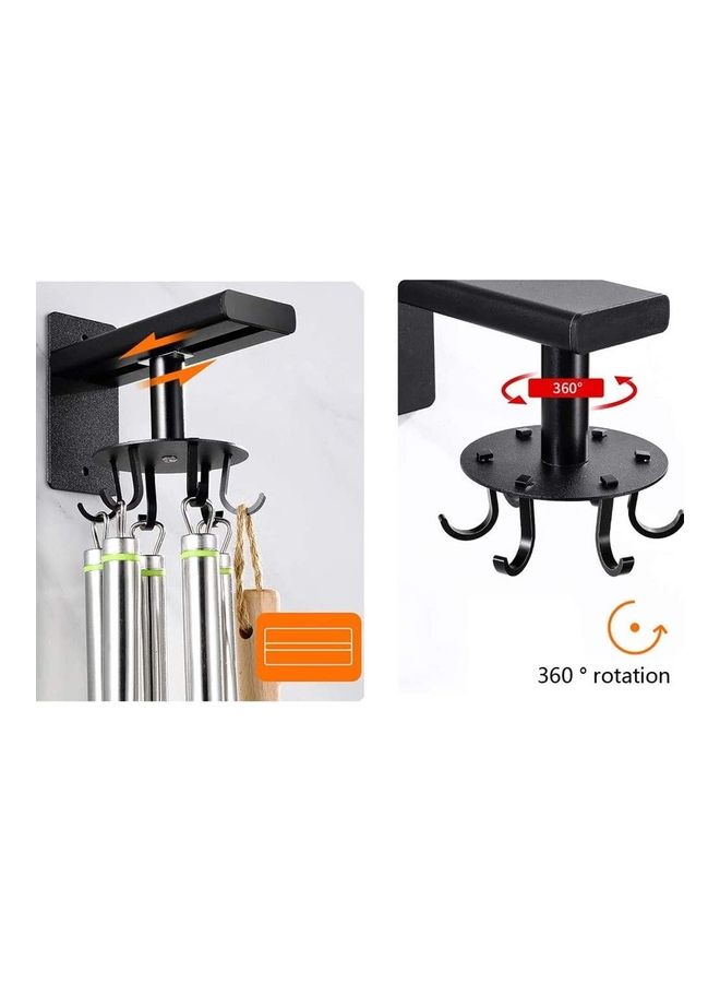 شو وو مجموعة خطافات دوارة بزاوية 360 درجة لتعليق أدوات المطبخ أسود  - Image 3
