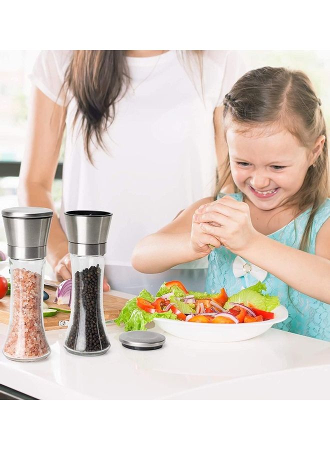 XiuWoo - Pack Of 2 Salt And Pepper Grinder Set Clear/Silver - Image 1