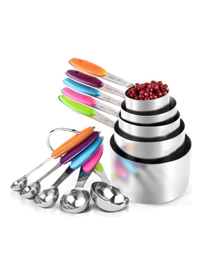 XiuWoo 10-Piece Measuring Cups And Spoons Set Multicolour  - Image 1