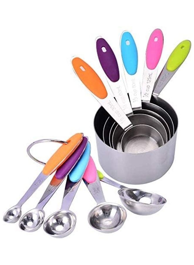 XiuWoo 10-Piece Measuring Cups And Spoons Set Multicolour  - Image 2